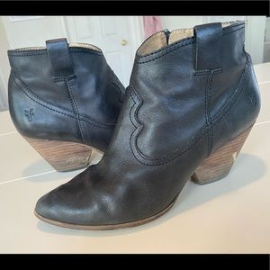 Frye Black Leather Ankle Boots